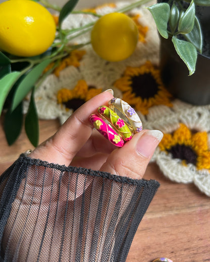 Floral Enamel Adjustable Ring