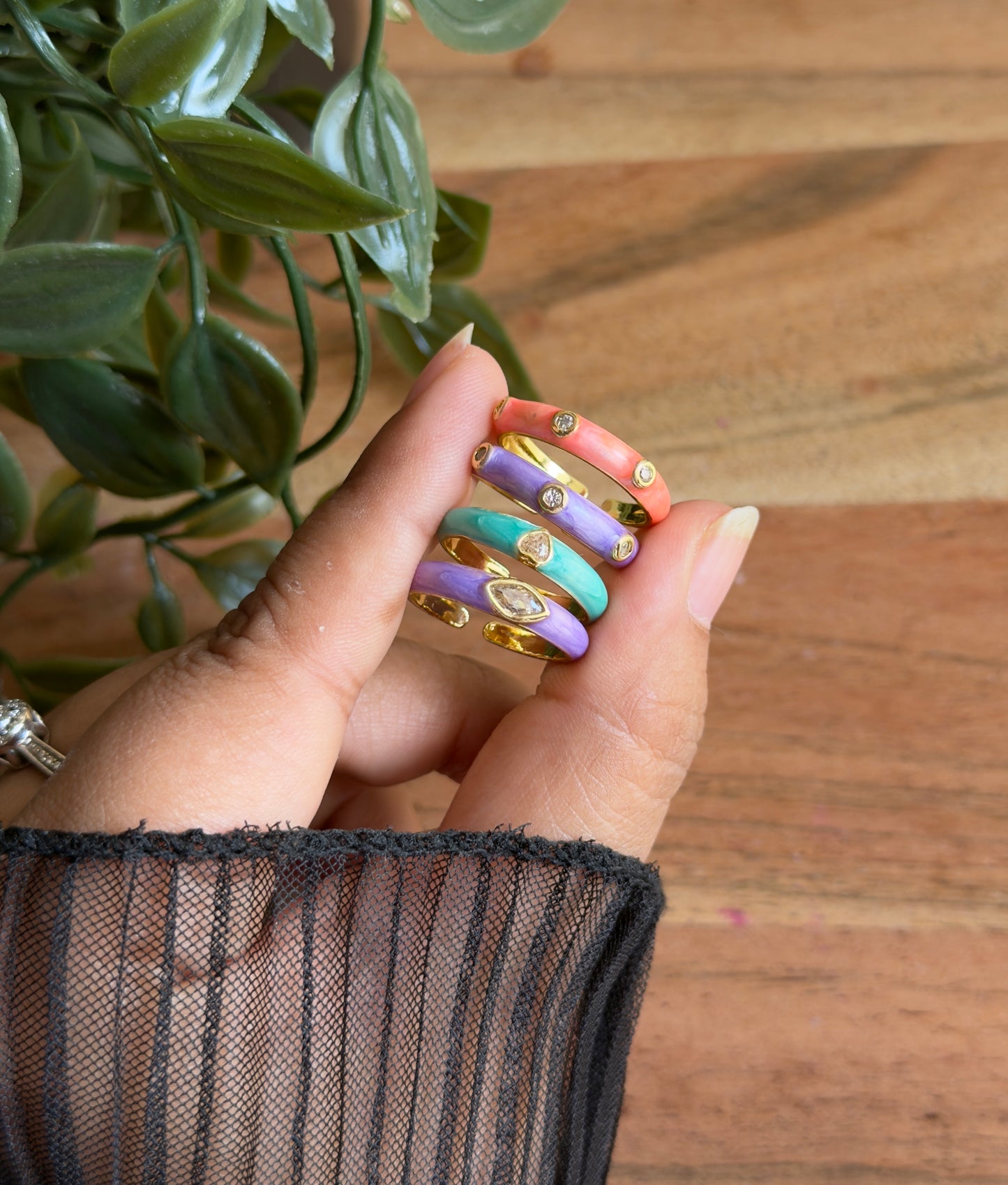 Dainty Enamel Rings