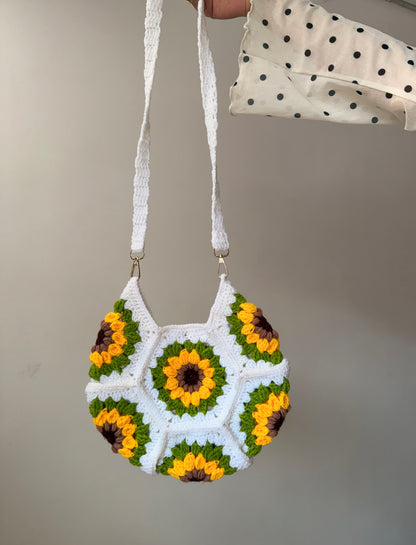 Sunflower Bloom Crochet Sling Bag 🌻