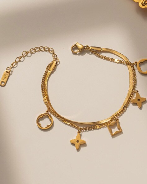 Gold Clover Charm Bracelet