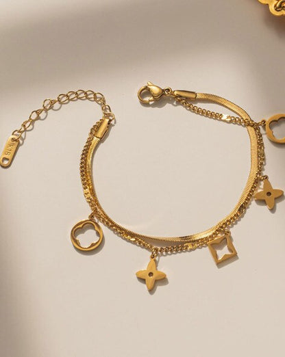 Gold Clover Charm Bracelet