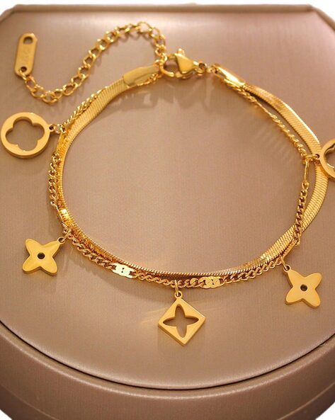 Gold Clover Charm Bracelet