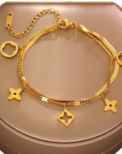 Gold Clover Charm Bracelet