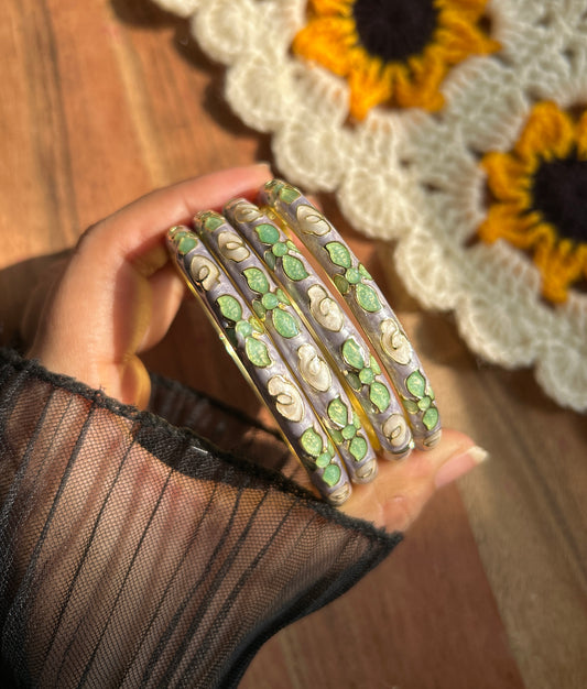 Purple floral vintage bangle (each bangle)