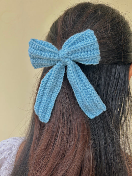 Blue Big Bow Hair tie
