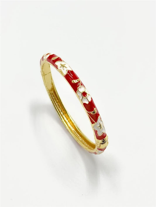 Red & White Floral Vintage Bangle (Pack of 1)