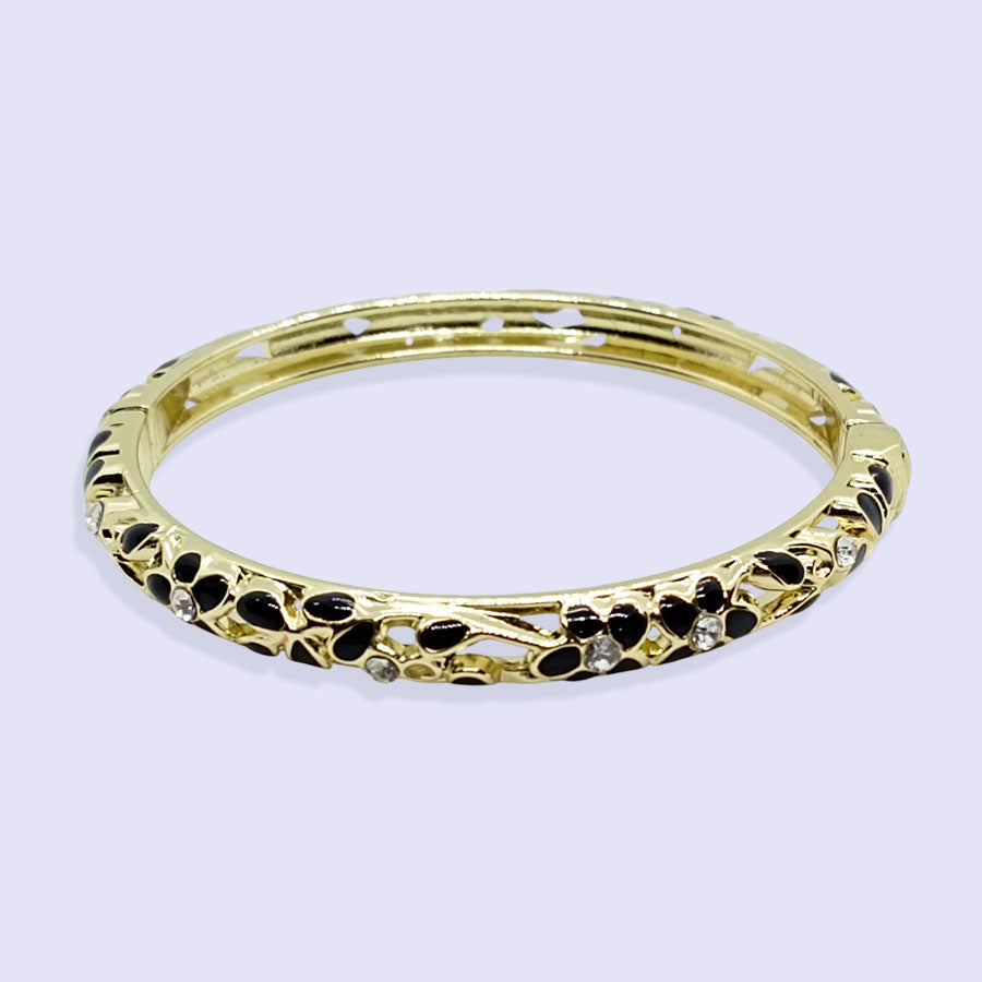 Black Floral Elegance Vintage Bangle