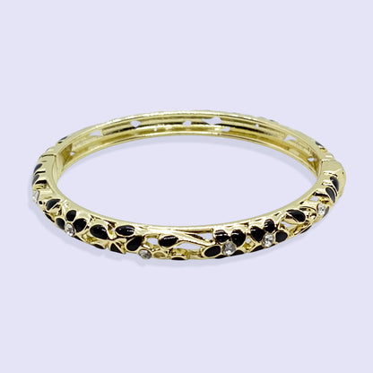 Black Floral Elegance Vintage Bangle