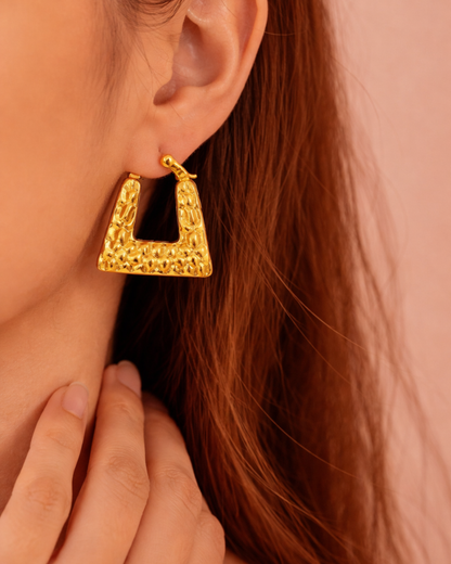 Chunky Textured Gold Mini Hoops
