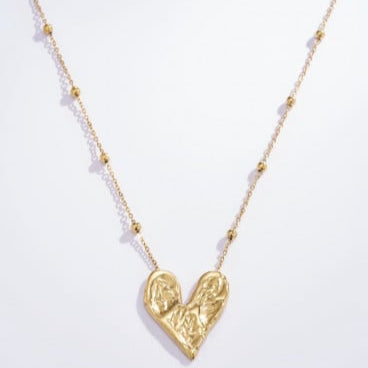 Gold Textured Heart Necklace