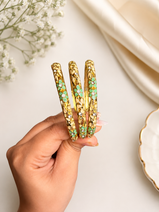Mint Green Floral Bangle (each bangle)