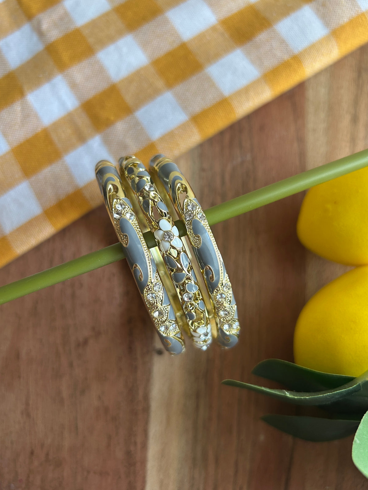 Grey Victorian Bangle Stack (Pack of 3)