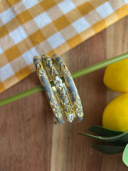 Grey Victorian Bangle Stack (Pack of 3)