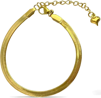 Bella Snake Chain Bracelet with heart
