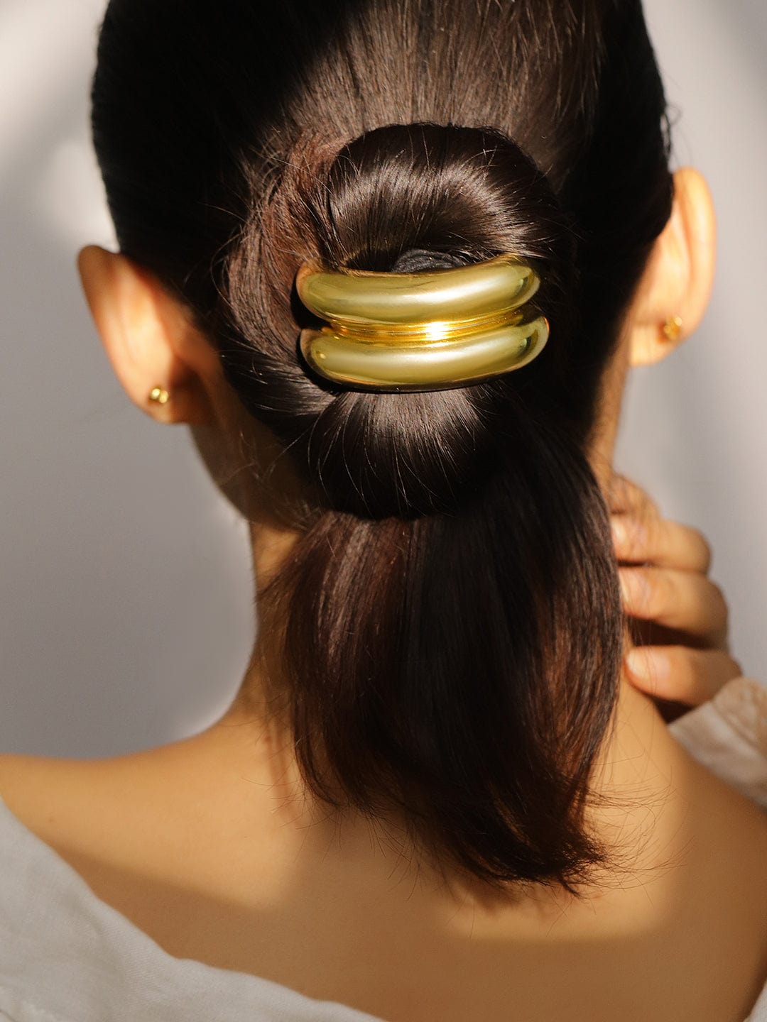 Double bubble gold plated pony cuff