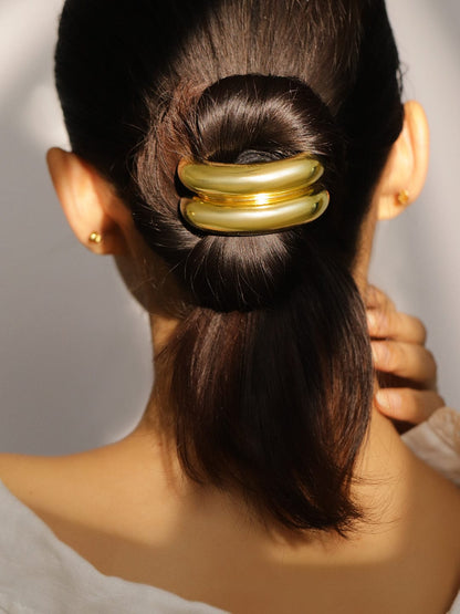 Double bubble gold plated pony cuff