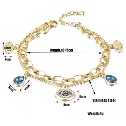 Gold Evil Eye Charm Bracelet