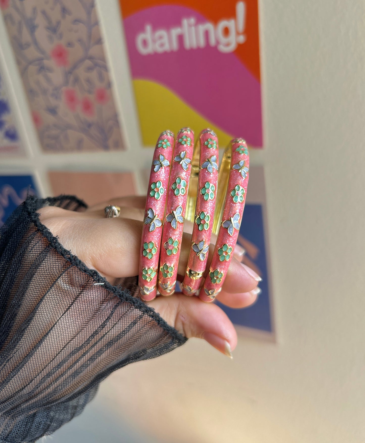 Pink butterfly bangle (each bangle)