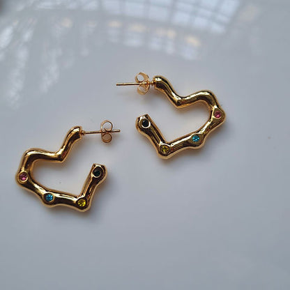 Mansi - Colourful studded heart earrings