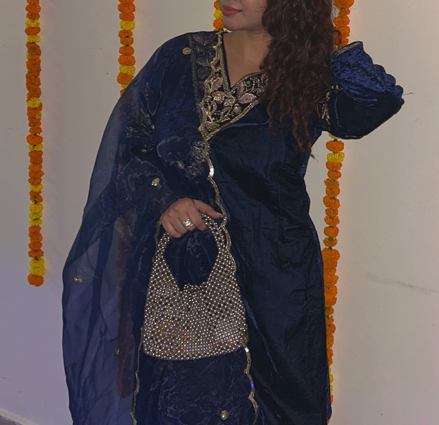 Statement Silver Crystal Bag