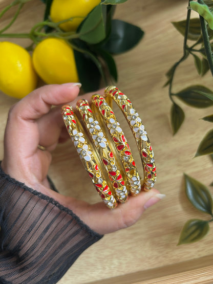 Red & White Floral Bangle (each bangle)