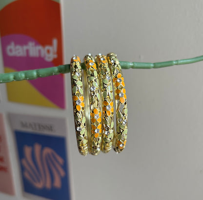 Yellow & Green Flower Vintage Bangle (each bangle)