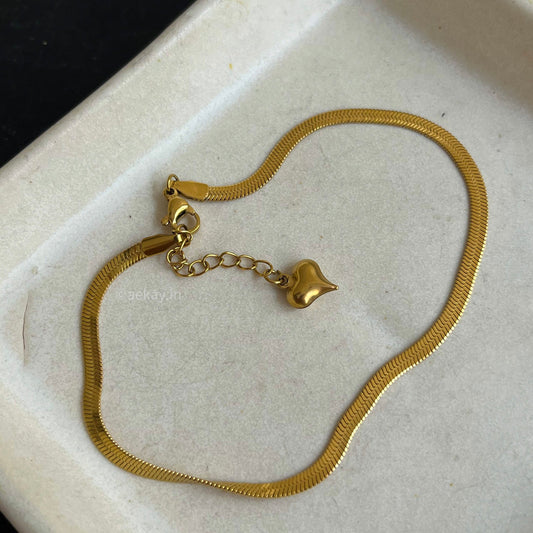 Bella Snake Chain Bracelet with heart