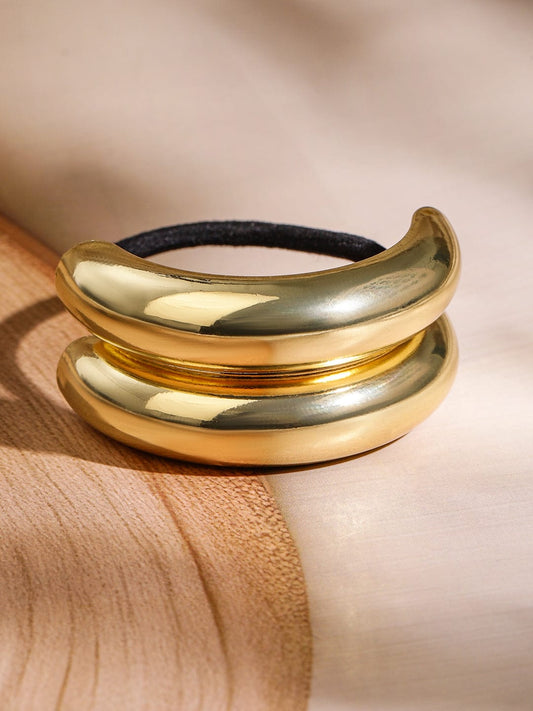 Double bubble gold plated pony cuff