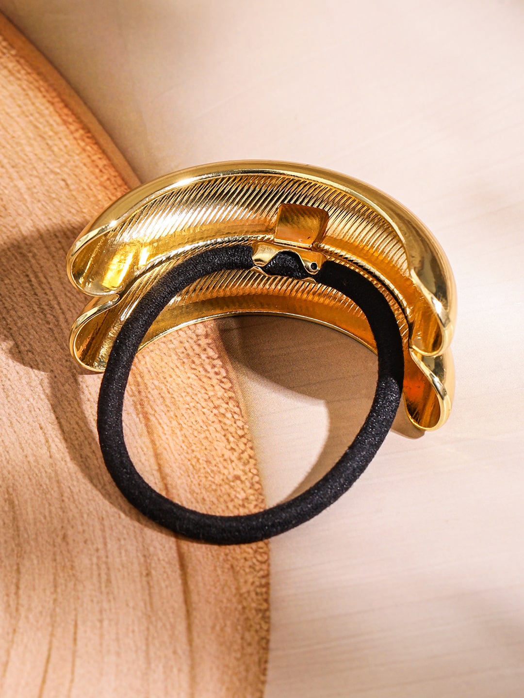 Double bubble gold plated pony cuff