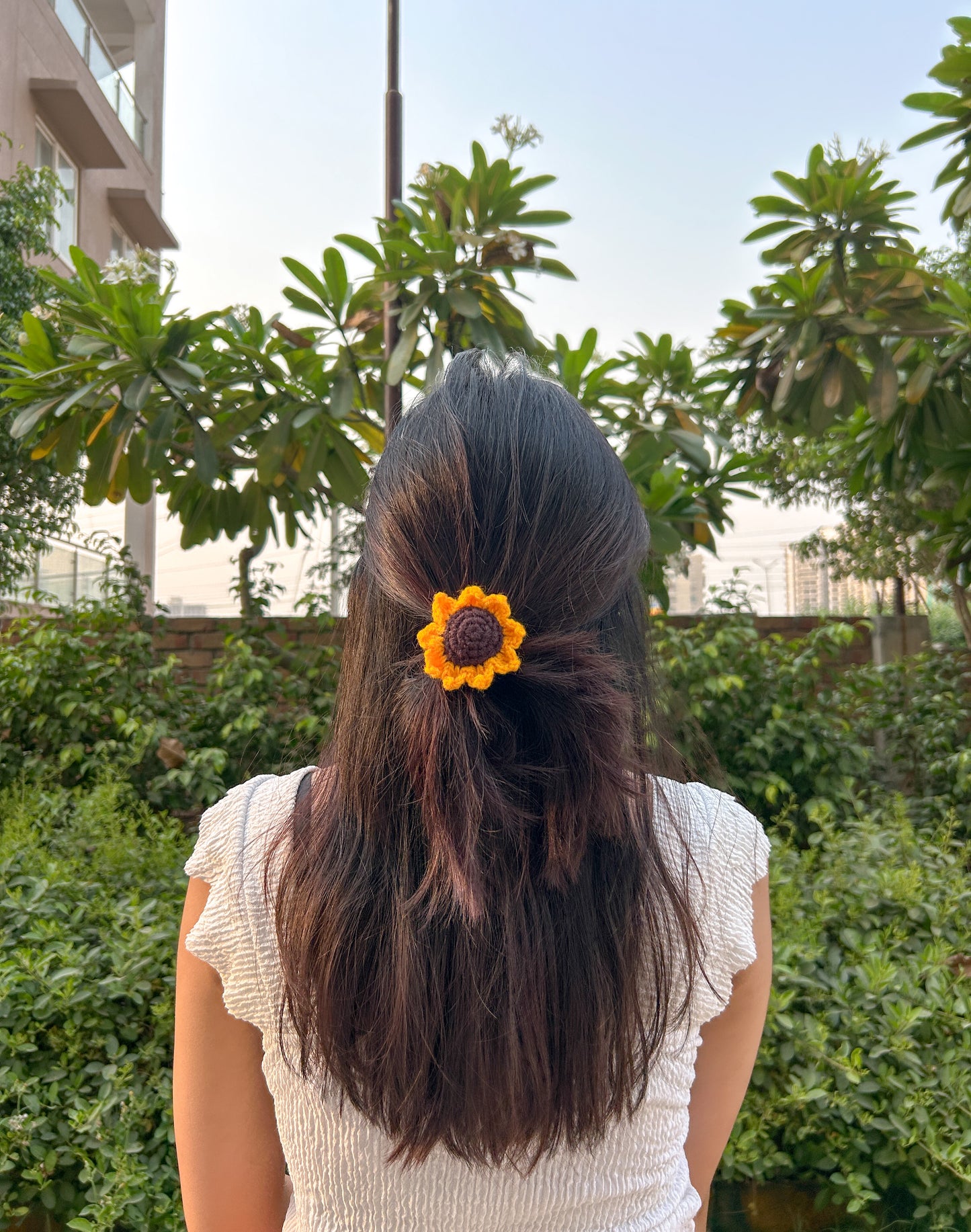 Crochet Sunflower Hair Tie