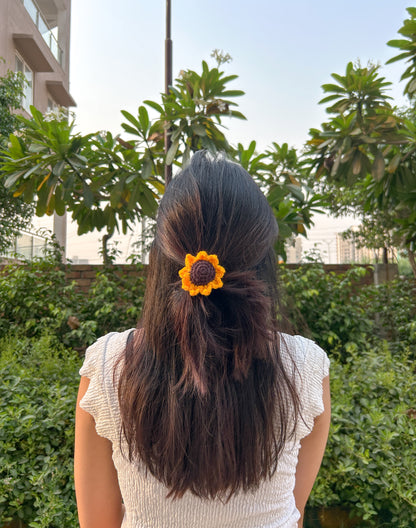 Crochet Sunflower Hair Tie