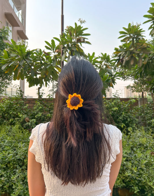 Crochet Sunflower Hair Tie