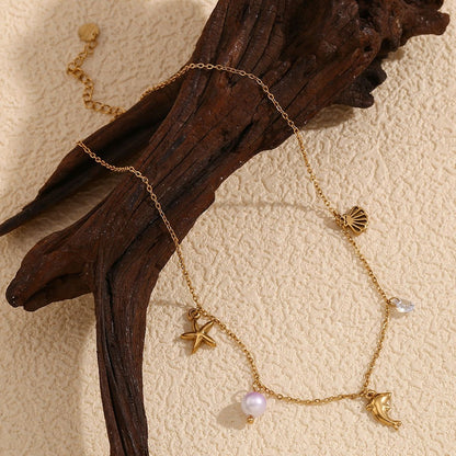 Star Dolphin Fish Charm Necklace
