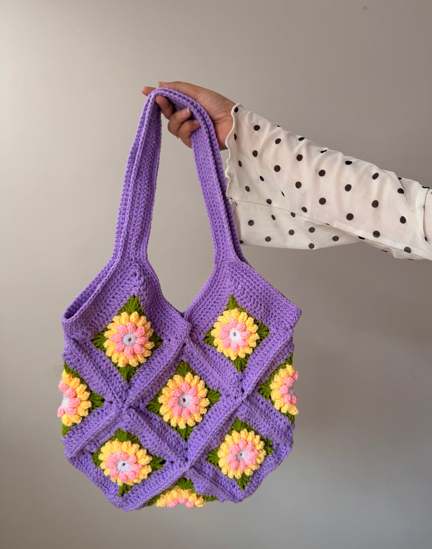 Lavender Daisy Crochet Tote Bag 🌼