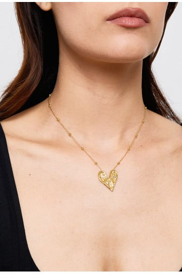 Gold Textured Heart Necklace