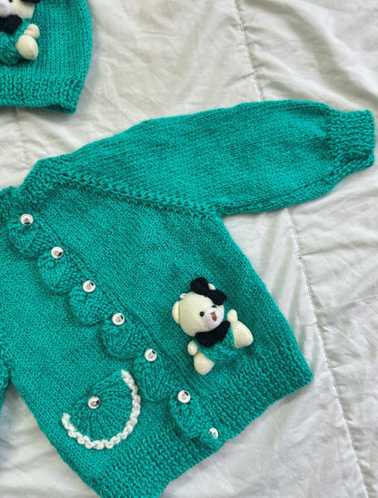 Teddy Cardigan with Cap