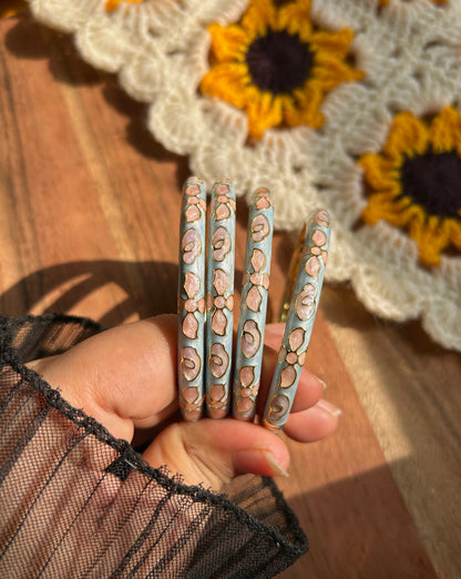 Pastel Blue Floral Bangle (each bangle)