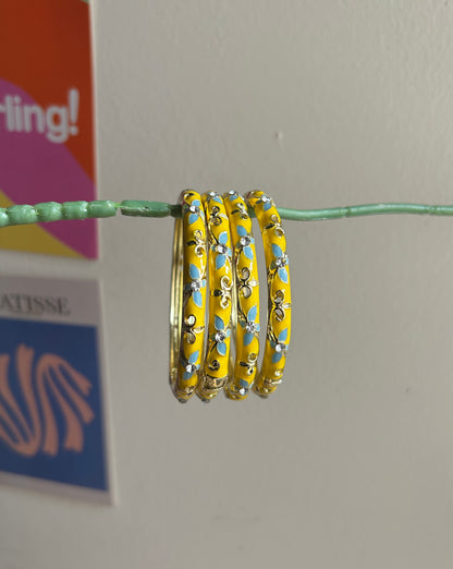 Yellow Flower Vintage Bangle (each bangle)