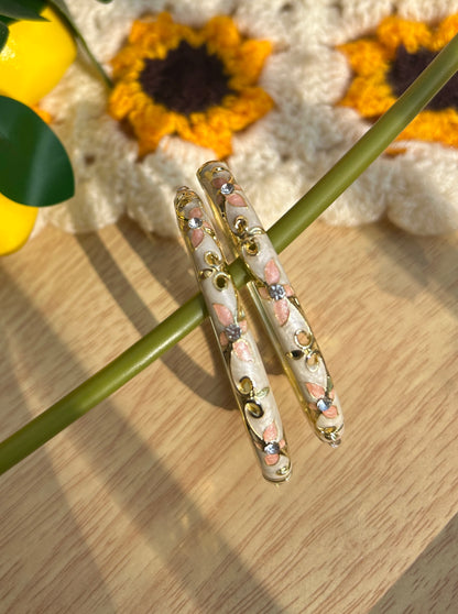 White & Pink floral Bangles