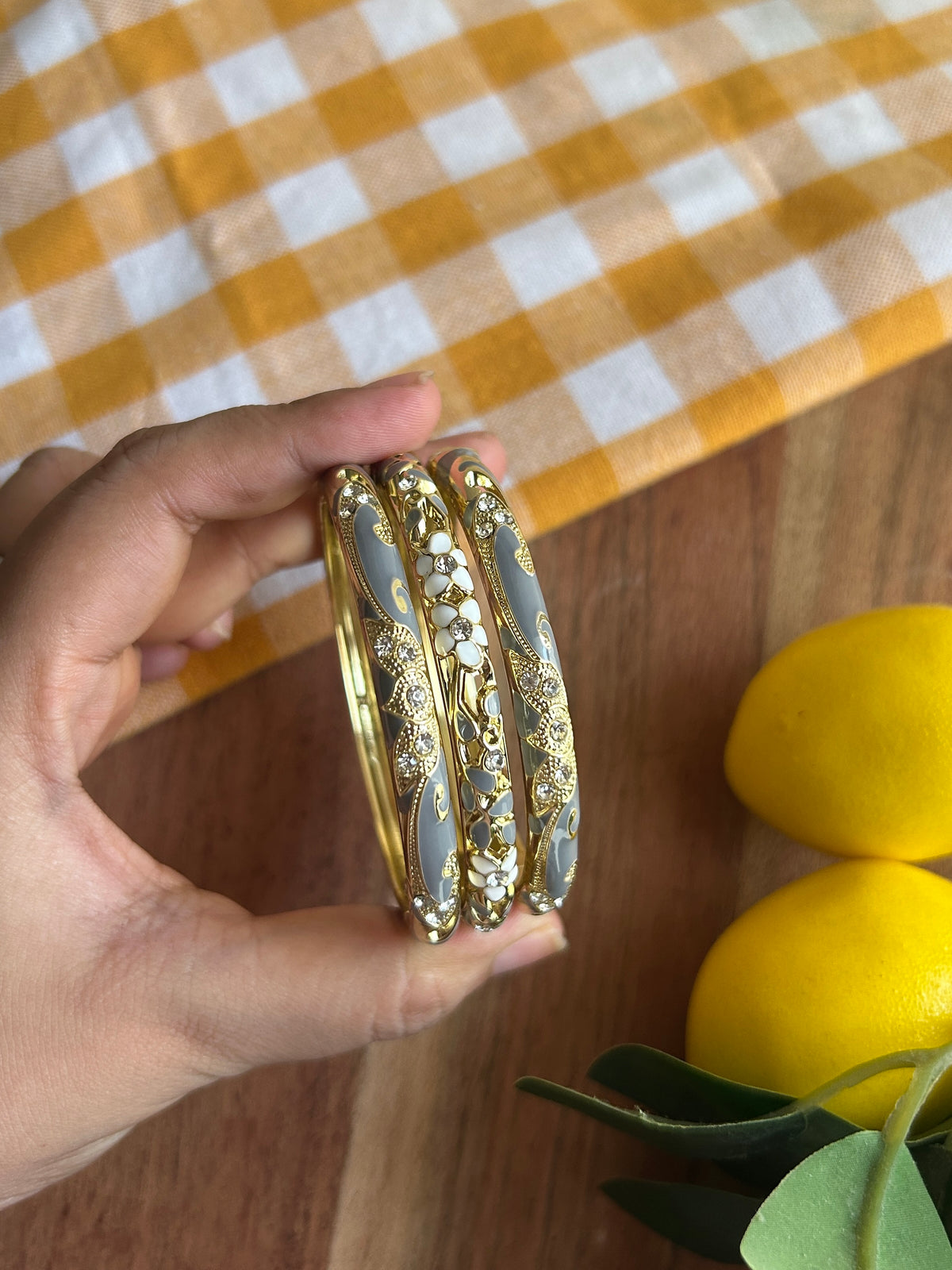 Grey Victorian Bangle Stack (Pack of 3)