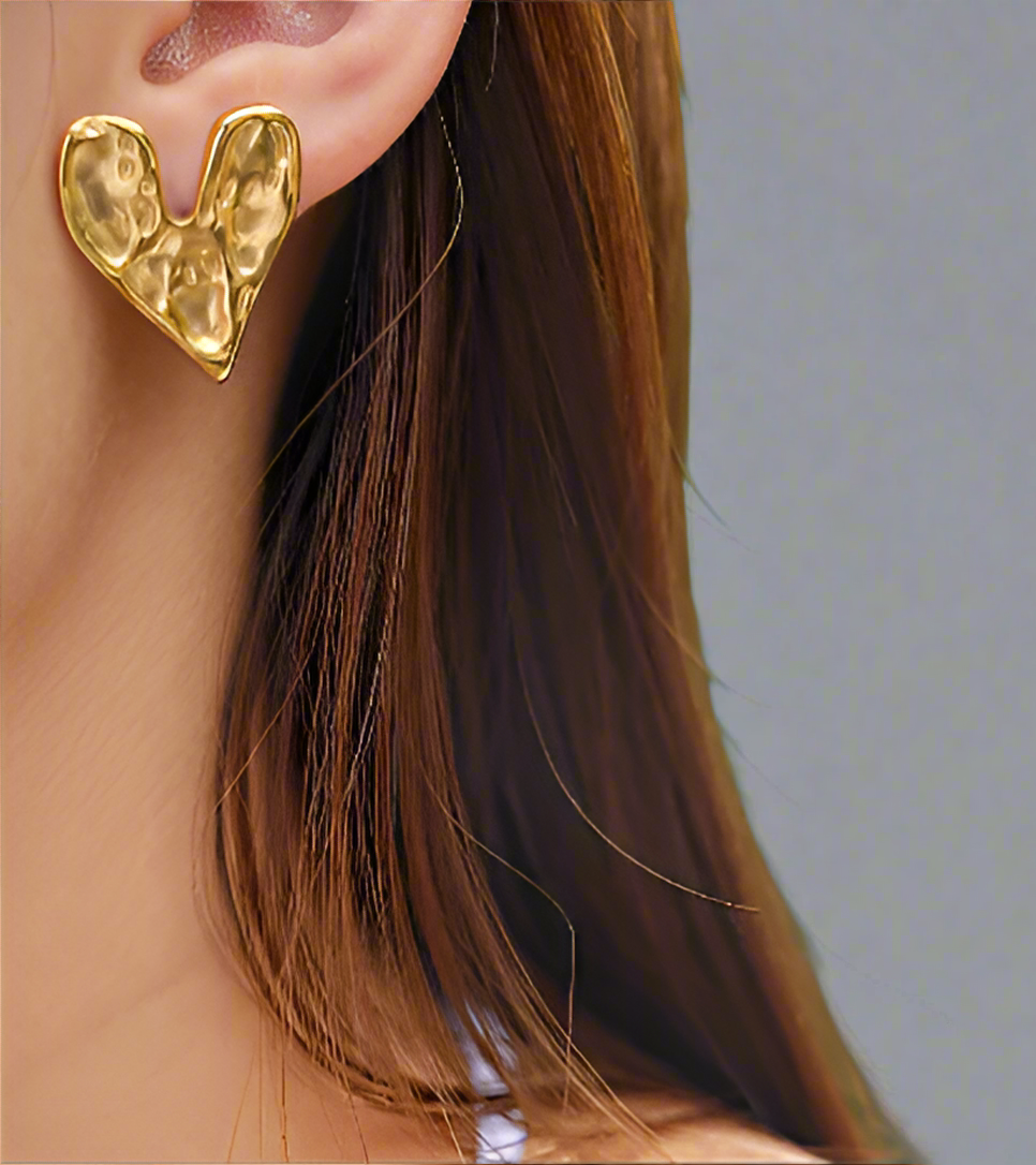 Heart Hammered Earring