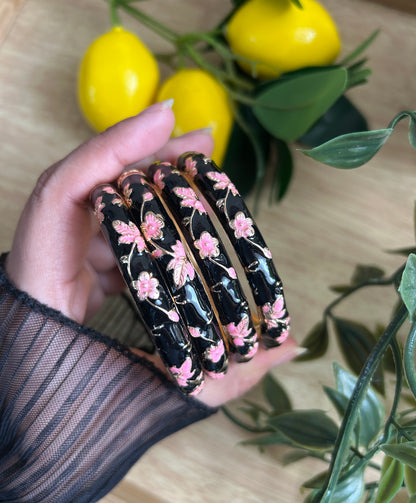 Black Floral Vintage Bangle (Each bangle)