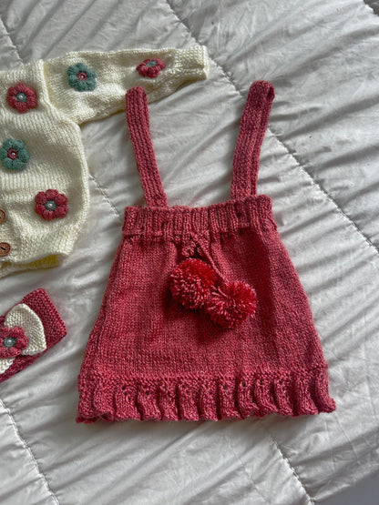 Flower Coord set- Dungree Skirt with Cardigan & Headband