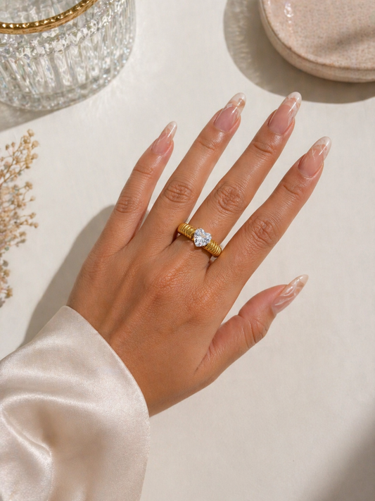 Zyra Heart Ring (Adjustable)