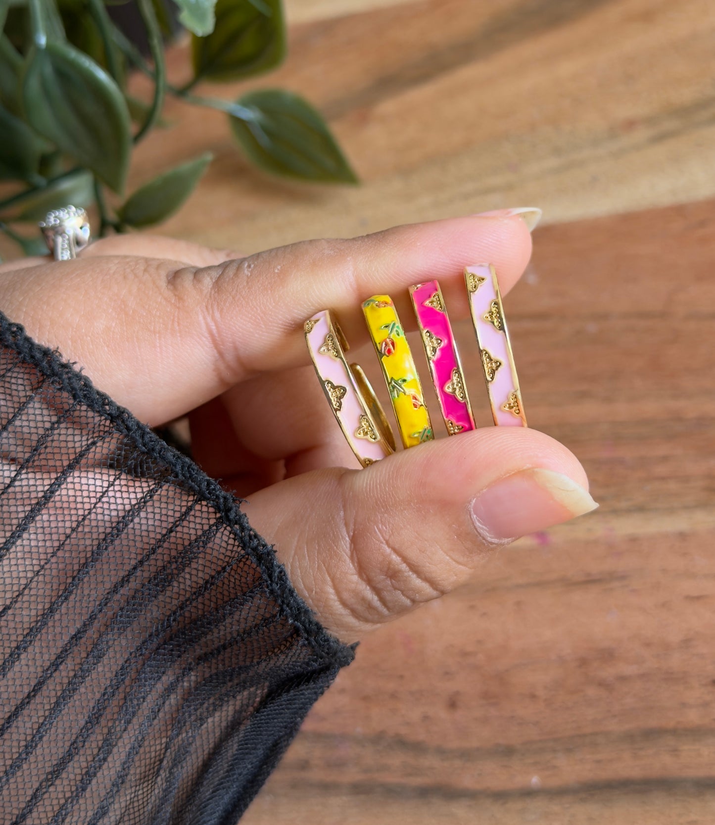 Enamel Adjustable Band Ring