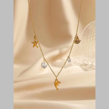 Star Dolphin Fish Charm Necklace