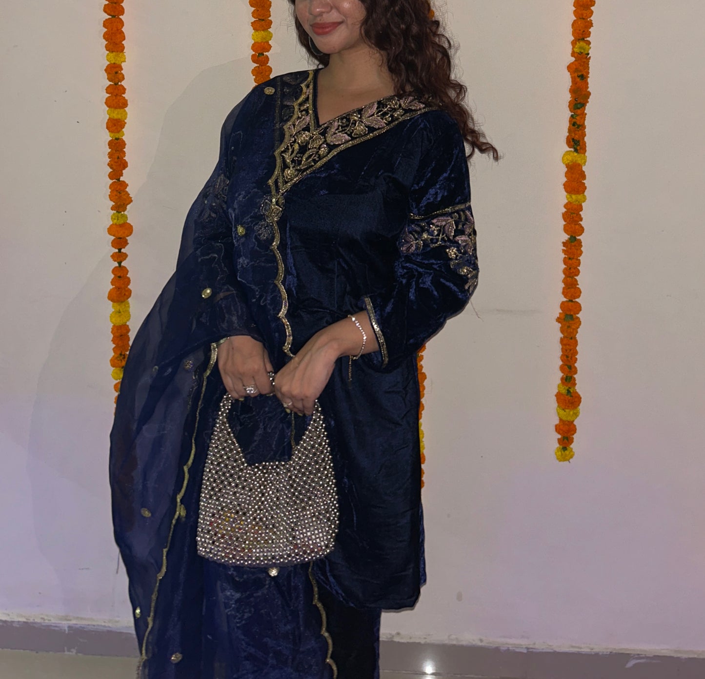 Statement Silver Crystal Bag