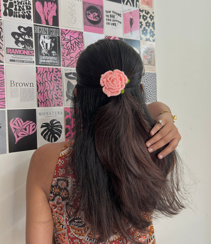 Pink Rose Hair Tie