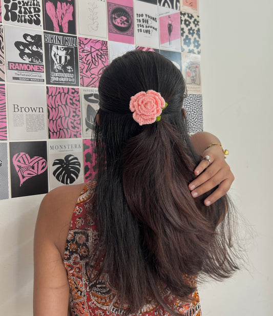 Pink Rose Hair Tie