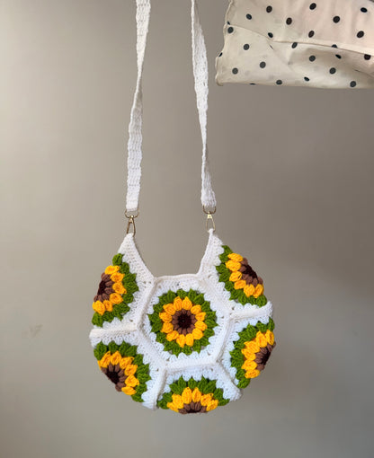 Sunflower Bloom Crochet Sling Bag 🌻